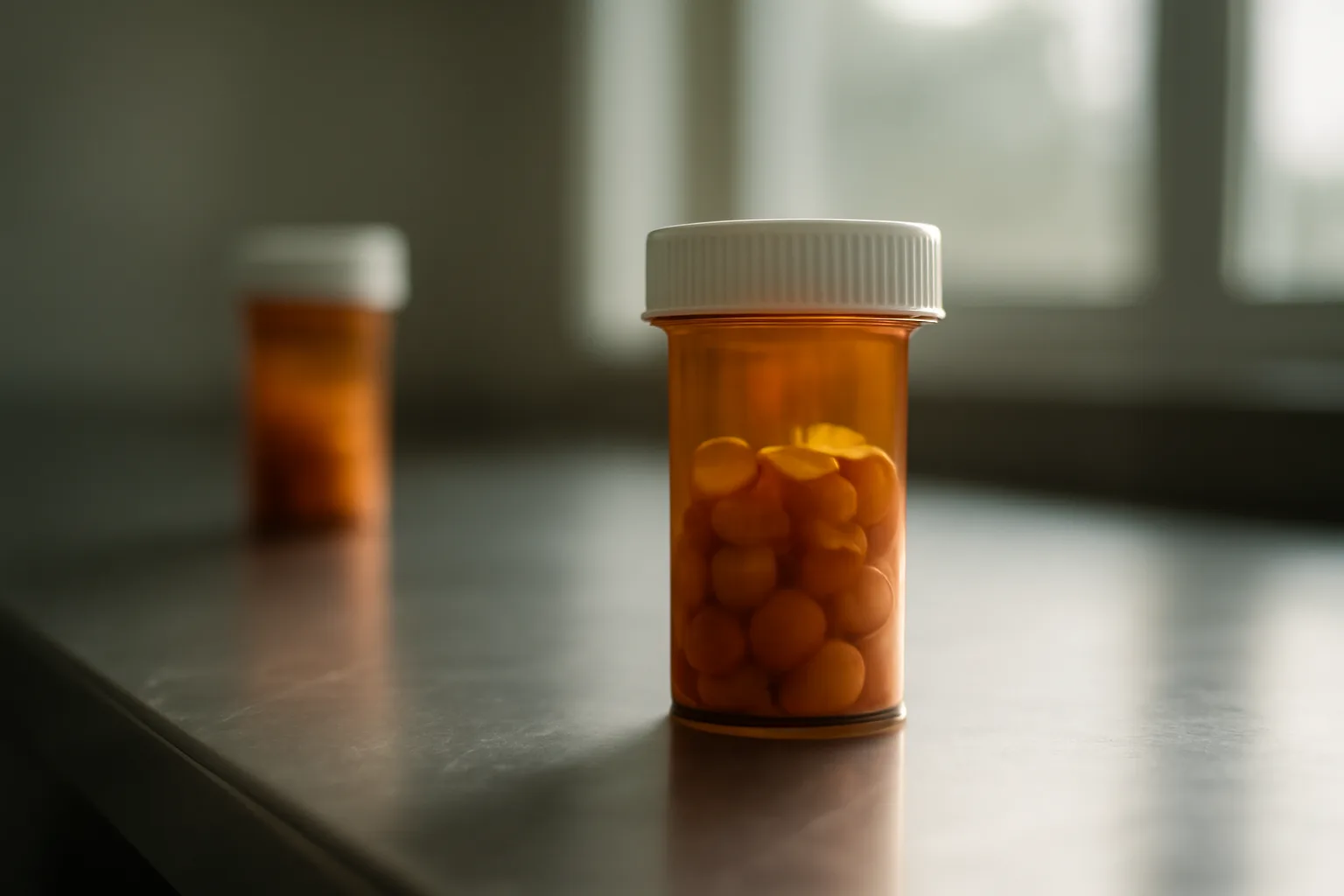 Two unlabeled prescription pill bottles representing a sirolimus versus acarbose comparison